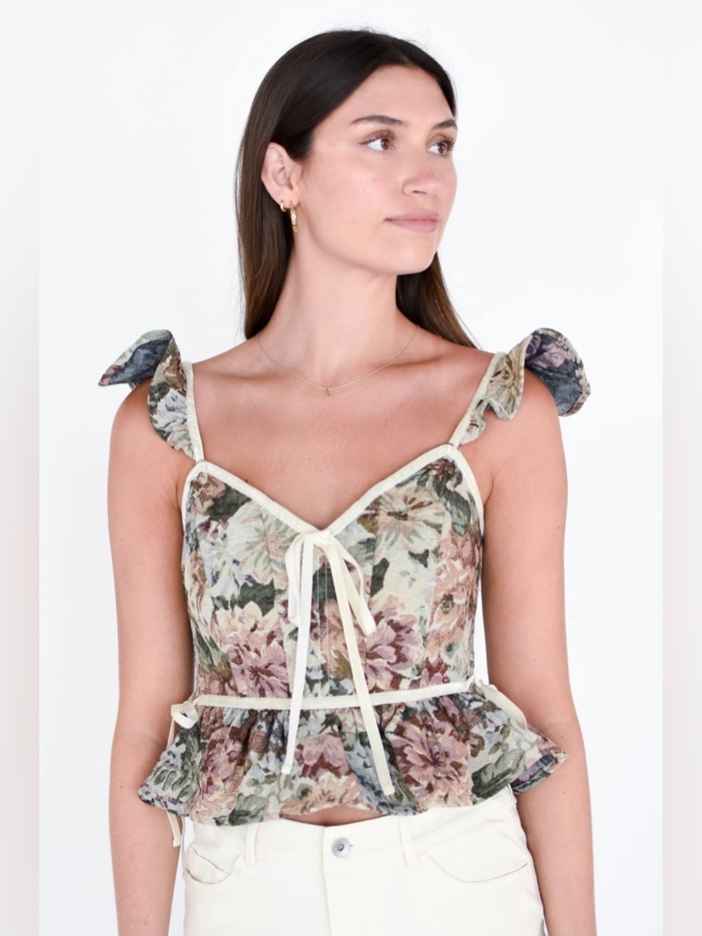 Altar'd State Floral Tapestry Corset Top Baroque Coquette Girl Peplum Sz Medium - Picture 4 of 5